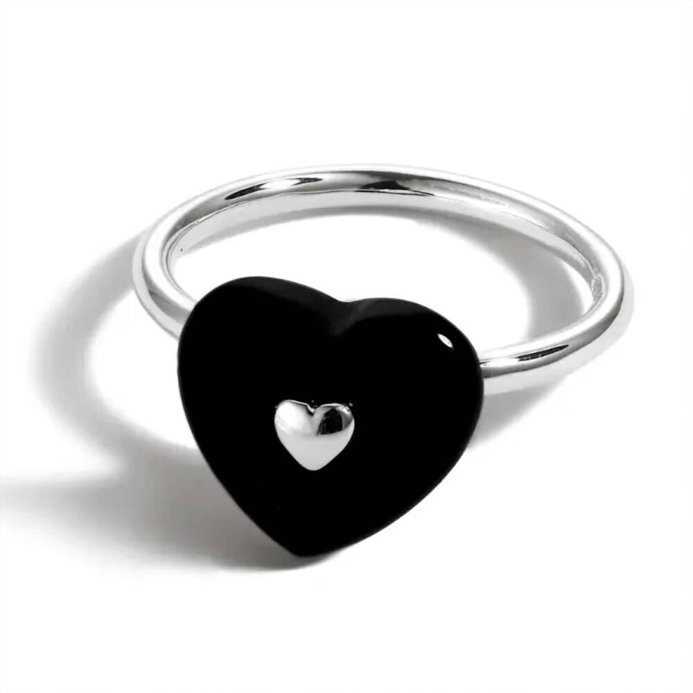 NEW STARLETTE women's heart ring in black/silver